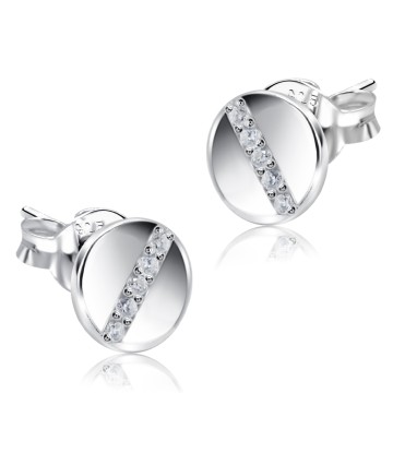 Beautiful Circle With CZ Stone Silver Ear Stud STS-5500